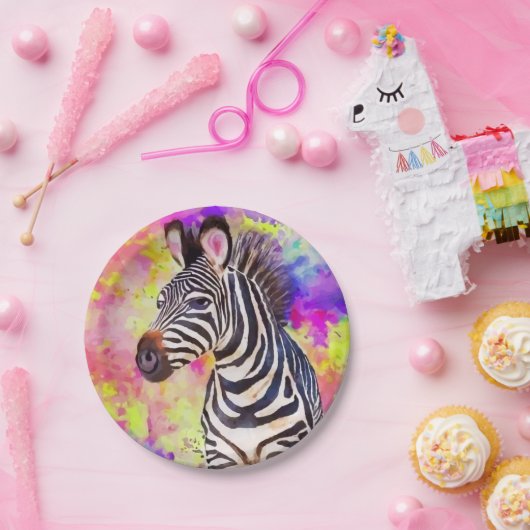 Zebra in Wasserfarbe Pappteller (Party)