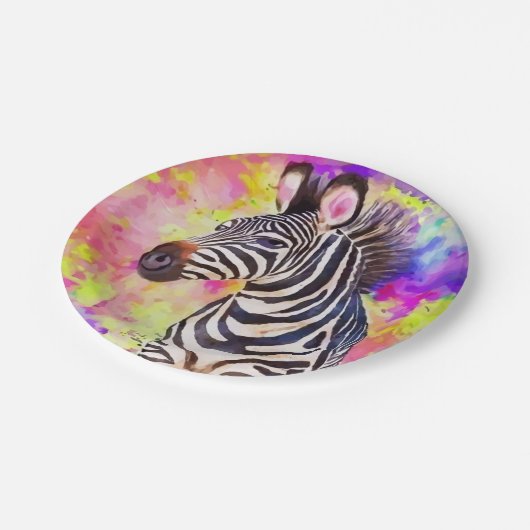 Zebra in Wasserfarbe Pappteller (Schrägansicht)