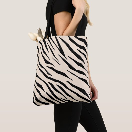 Zebra inspiriert Schwarz und Beige Kissen Tasche (Von Nahem)