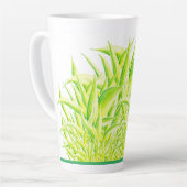 Zebra Iris auf einer großen Latte-Tasse Milchtasse (Linke Ecke)