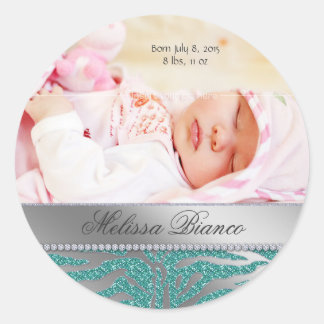 Zebra Jewelry Baby Girl Sticker Silver Aquamarin 2