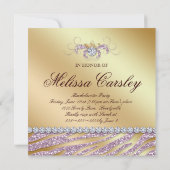 Zebra Junggeselinnen-Abschied Einladung Pink Gold (Rückseite)