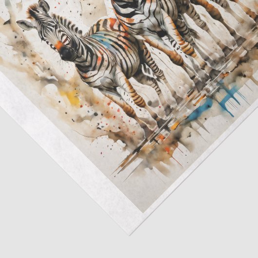 Zebra Jungle Gang im Aquarellwasser - Seidenpapier (Ausschnitt)