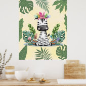Zebra Jungle Safari Exotic Palm Blätter Kinderzimm Poster (Küche)