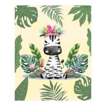 Zebra Jungle Safari Exotic Palm Blätter Kinderzimm