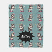 Zebra Kawaii Stars Print Fleecedecke (Vorderseite)