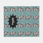 Zebra Kawaii Stars Print Fleecedecke (Vorderseite (Horizontal))