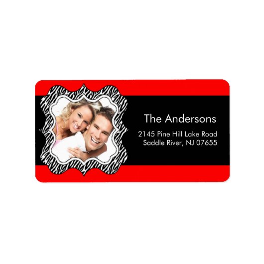 Zebra kennzeichnet Ihre FOTO- und Farbadresse Adressaufkleber (Vorne)