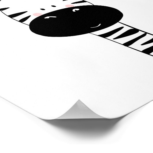 Zebra Kinderzimmer Print Schwarz-Weiß modernen Zoo Poster (Ecke)