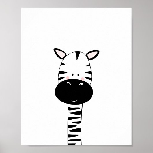 Zebra Kinderzimmer Print Schwarz-Weiß modernen Zoo Poster (Vorne)