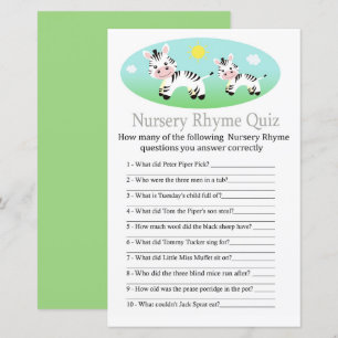 Zebra Kinderzimmer Rhyme Quiz Kinderduschspiel