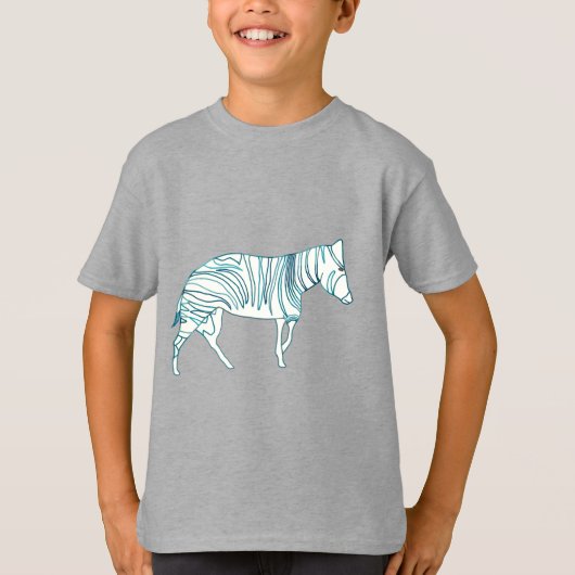 Zebra-Kontur Zeichnete Aquamarin auf Tee Shirts (Vorderseite)