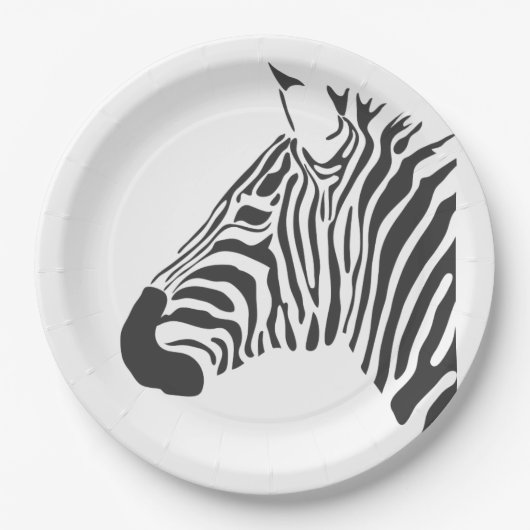 ZEBRA-KOPF PAPPTELLER (Vorderseite)