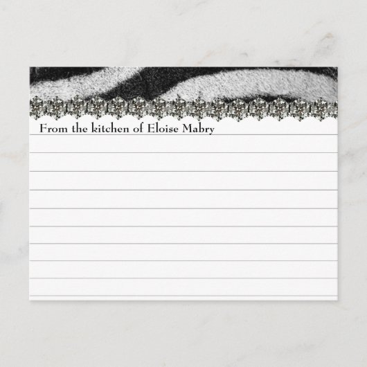 Zebra Kristall Look Personalisierte Rezeptionskart Postkarte (Vorderseite)