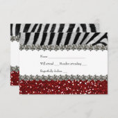 Zebra Kristall Red Glitzer UAWG RSVP Karte (Vorne/Hinten)