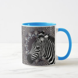 Zebra-Kunst-hellblaue kombinierte Tasse