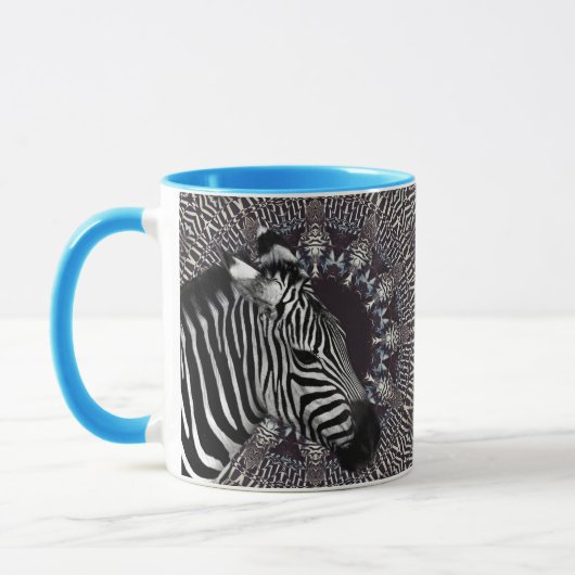 Zebra-Kunst-hellblaue kombinierte Tasse (Links)