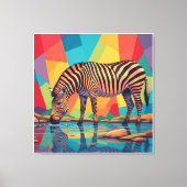 Zebra Kunst in mehrfarbigen Farben und surreales D Leinwanddruck (Vorderseite)
