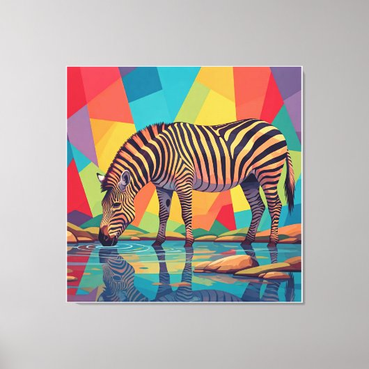Zebra Kunst in mehrfarbigen Farben und surreales D Leinwanddruck (Vorderseite)