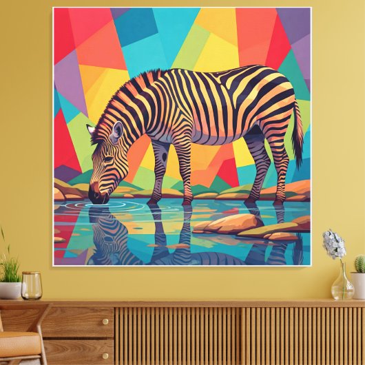 Zebra Kunst in mehrfarbigen Farben und surreales D Leinwanddruck (Insitu (Wohnzimmer))
