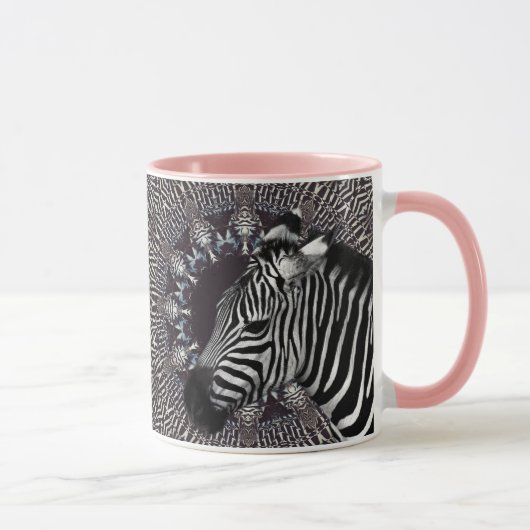 Zebra-Kunst-Rosa-kombinierte Tasse (Rechts)