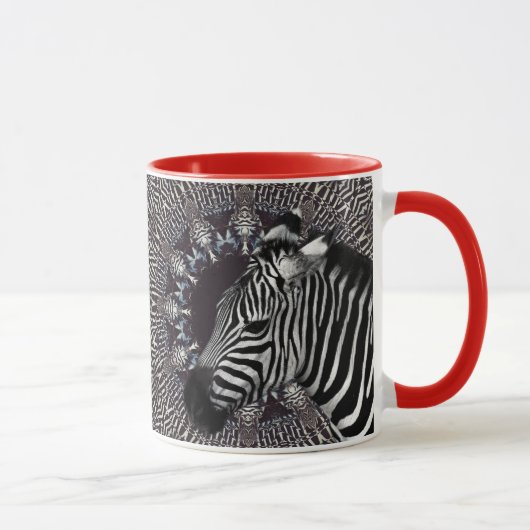 Zebra-Kunst-rote kombinierte Tasse (Rechts)