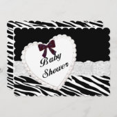 Zebra Lace Heart Baby Shower Einladung (Vorne/Hinten)