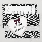Zebra Lace Heart Baby Shower Einladung (Vorne/Hinten)