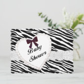 Zebra Lace Heart Baby Shower Einladung (Stehend Vorderseite)