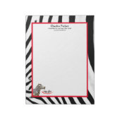 Zebra Lächeln Schwarz/Weiß/Rot individuell einstel Notizblock (Rotiert)