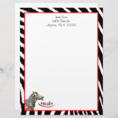 Zebra Lächeln Schwarz/Weiß/Rot Streifen Briefbogen (Vorne/Hinten)