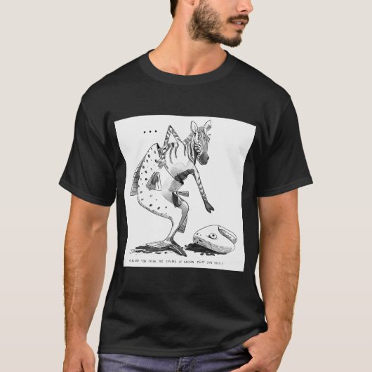 Zebra-Lachs-Cartoon T-Shirt (Vorderseite)
