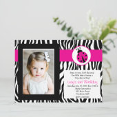 Zebra Lady Bug Party Geburtstag Einladung (Stehend Vorderseite)