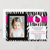 Zebra Lady Bug Party Geburtstag Einladung (Vorne/Hinten)
