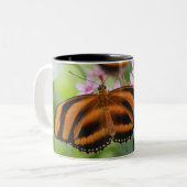 Zebra-langer Flügel-Schmetterling 2 Zweifarbige Tasse (Vorderseite Links)
