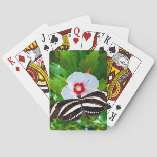 Zebra-Langschwanz-Schmetterling auf einem Hibiskus Spielkarten