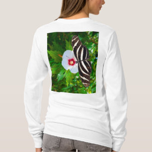 Zebra-Langschwanz-Schmetterling auf einem Hibiskus T-Shirt