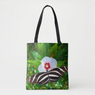 Zebra-Langschwanz-Schmetterling auf einem Hibiskus Tasche