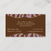 Zebra Lavender Chocolate Visitenkarten Visitenkarte (Rückseite)
