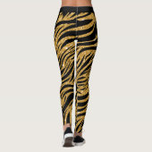 Zebra Leggings Womens, Gold Glitzer Look und Black (Rückseite)