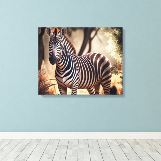 Zebra-Leinwand - Dschungel Leinwanddruck (Insitu (Holzboden))