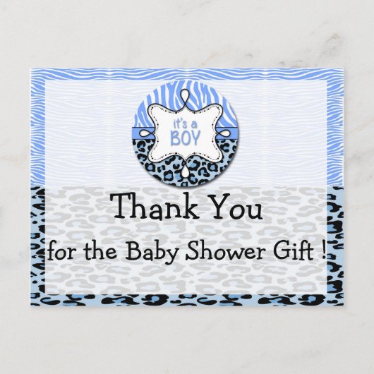 Zebra, Leopard Boy Baby Dusche Danke Postkarten (Vorderseite)