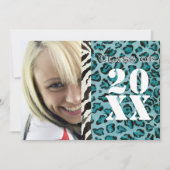 Zebra-Leopard-Druck, Abschluss-Mitteilung Einladung (Vorderseite)