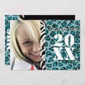 Zebra-Leopard-Druck, Abschluss-Mitteilung Einladung (Vorne/Hinten)