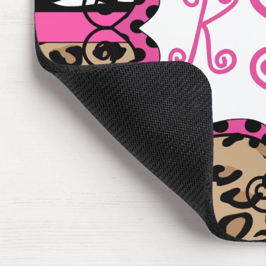Zebra-Leopard-Druck-personalisiertes Monogramm Mousepad (Ecke)