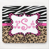 Zebra-Leopard-Druck-personalisiertes Monogramm Mousepad (Vorne)