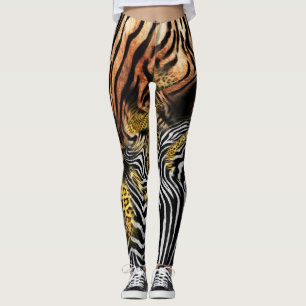 Zebra Leopard-Muster Leggings