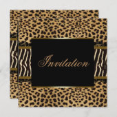Zebra Leopard Party Einladung (Vorne/Hinten)