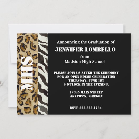 Zebra Leopard Print, Abschluss Ankündigung (Rückseite)