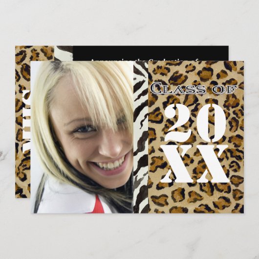 Zebra Leopard Print, Abschluss Ankündigung (Vorne/Hinten)